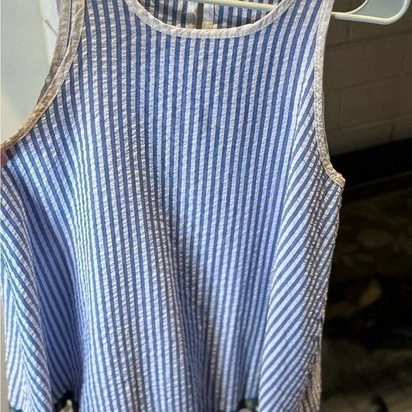 #61 Gorgeous Ces Femme Striped Sleeveless Top with Pom Pom Detailing Sz Large - Picture 5 of 10